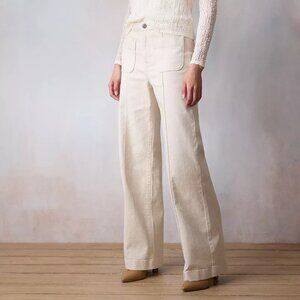 Women's LC Lauren Conrad Super High-Waist Wide-Leg Trouser Jeans Ecru shimmer